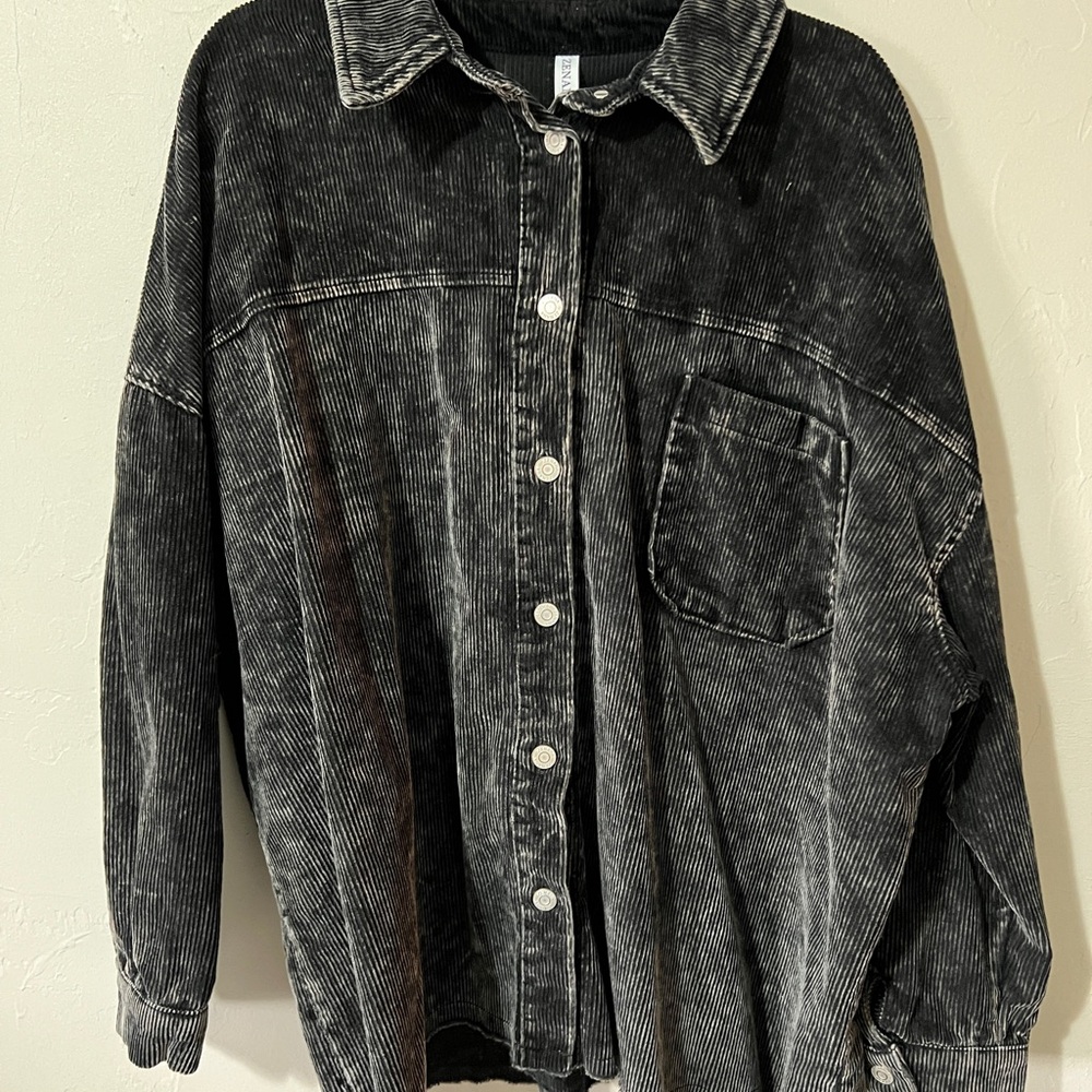 Zenana Outfitters Black Corduroy Jacket